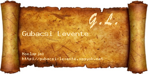 Gubacsi Levente névjegykártya